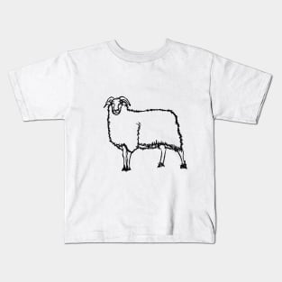 Sheep line art black Kids T-Shirt